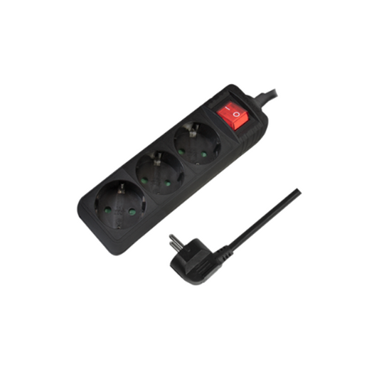 LogiLink Socket outlet 3-way + switch, 3x CEE 7/3