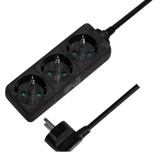 LogiLink Outlet Strip, 3 safety sockets, 1.5m