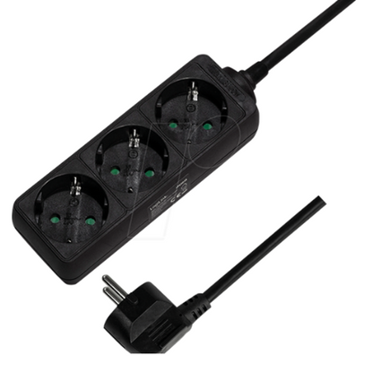 LogiLink Outlet Strip, 3 safety sockets, 1.5m