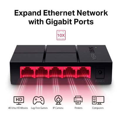 Mercusys 5-Port 10/100/1,000 Mbps Desktop Switch