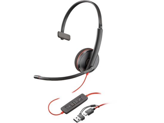 HP Poly Headset BW 3210, Monaural, USB-C+USB, C/A