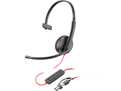 HP Poly Headset BW 3210, Monaural, USB-C+USB, C/A