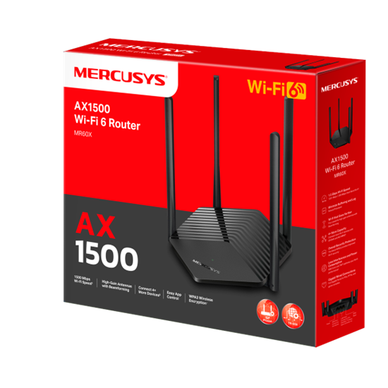 Mercusys Router AX1500 Dual-Band WiFi 6, 1201Mbps