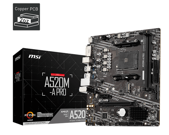 MSI MB A520M-A PRO, mATX,Support AMD Ryzen 5000/50