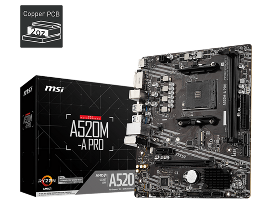 MSI MB A520M-A PRO, mATX,Support AMD Ryzen 5000/50