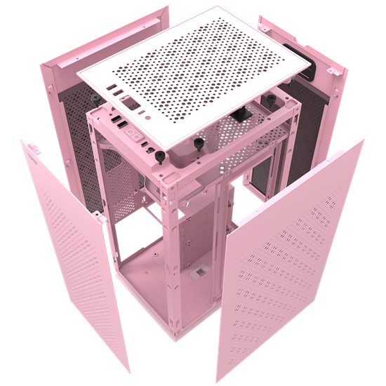 Darkflash Case DLH21, ITX Tower, Light Strip,Pink