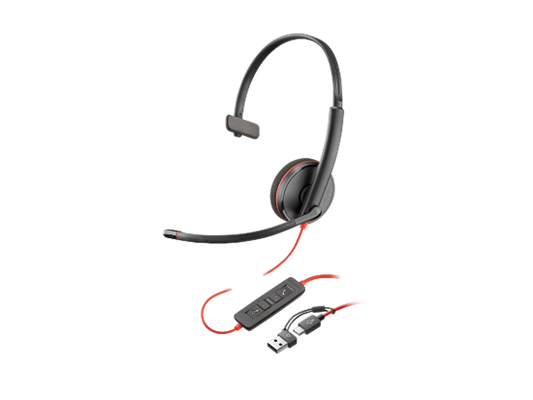 HP Poly Headset BW 3210, Monaural, USB-C+USB, C/A