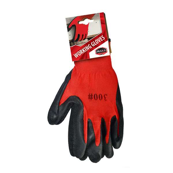 Red work gloves