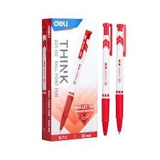 Deli Kimik Ballpoint Think Q25Rd Red 0.7 1/12