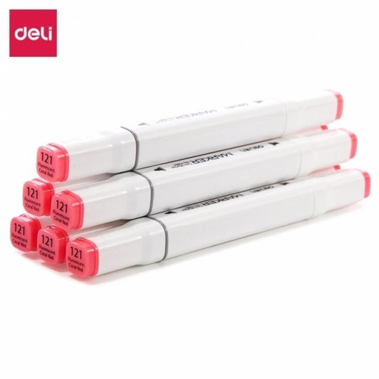 Deli Sketch Marker With Cope Fluorescent Coral Red 121