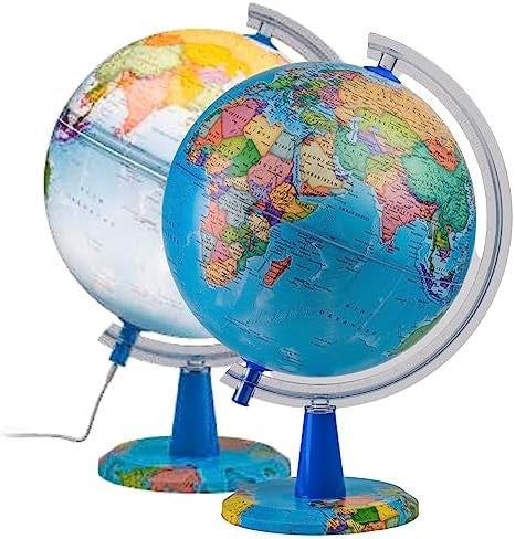 Gr Physical+Political Globe With Light 26Cm