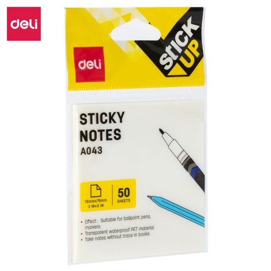 Deli Postit 75X75 100Fl Transparent A043 1/24