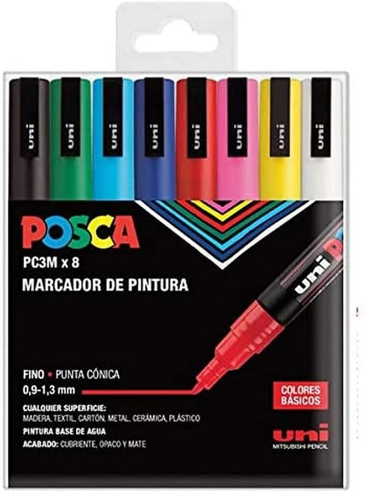 Uni-Marker Set Posca Pc-3M Basic Colors 8/1