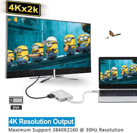 Konvertor Usb Type C to VGA DVI HDTV & USB Adapter 4ne1