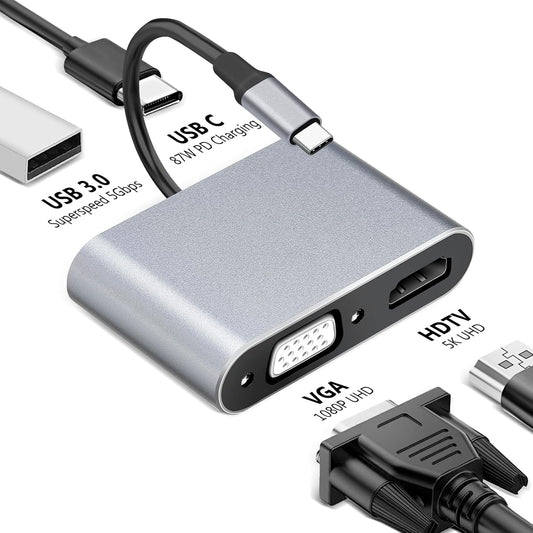 Konvertor Usb Type C to HUB PD HDTV +VGA+USB 4ne1