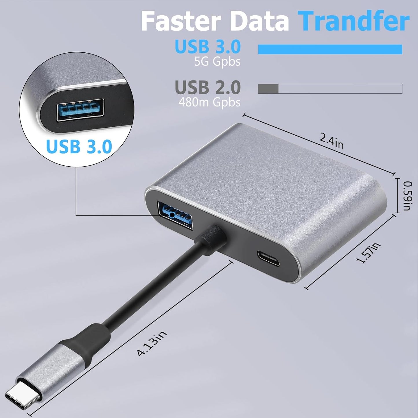 Konvertor Usb Type C to HUB PD HDTV +VGA+USB 4ne1