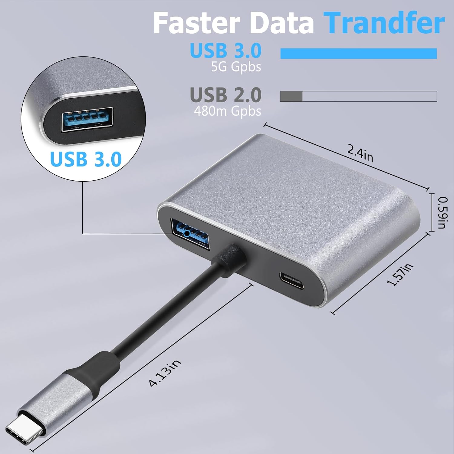Konvertor Usb Type C to HUB PD HDTV +VGA+USB 4ne1