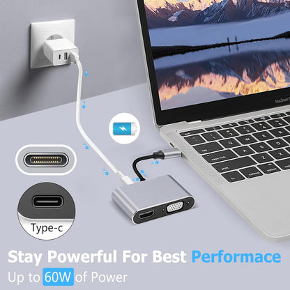 Konvertor Usb Type C to HUB PD HDTV +VGA+USB 4ne1