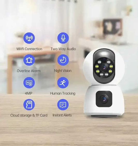 Kamere WiFi e Brendshme Dual-Lense 4.0MP