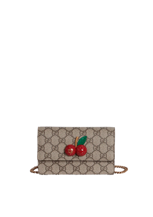 ADL Watches GG Supreme Cherry Crystal Mini Bag Chain Shoulder Crossbody