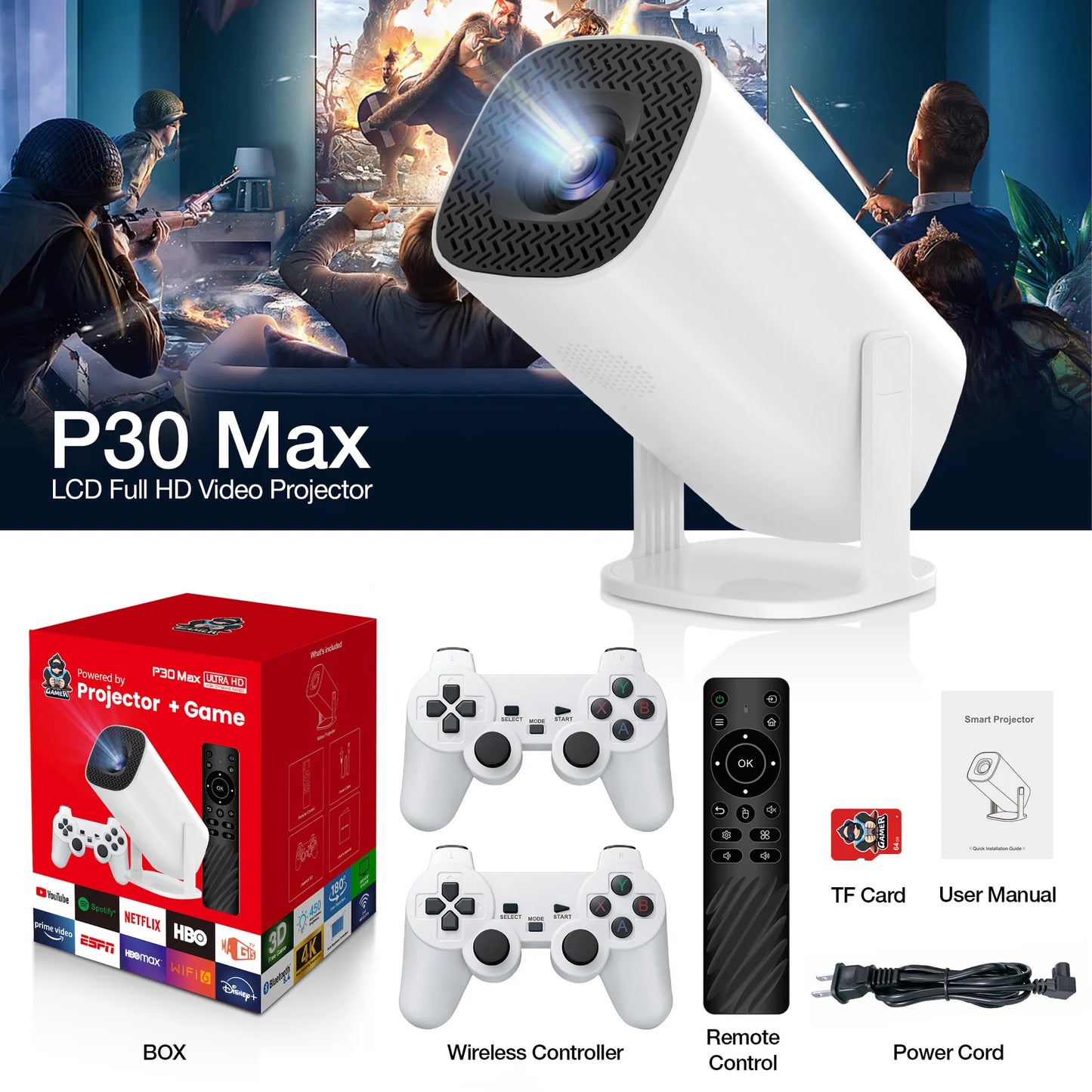 Projector  P30 Max + Game Ultra HD