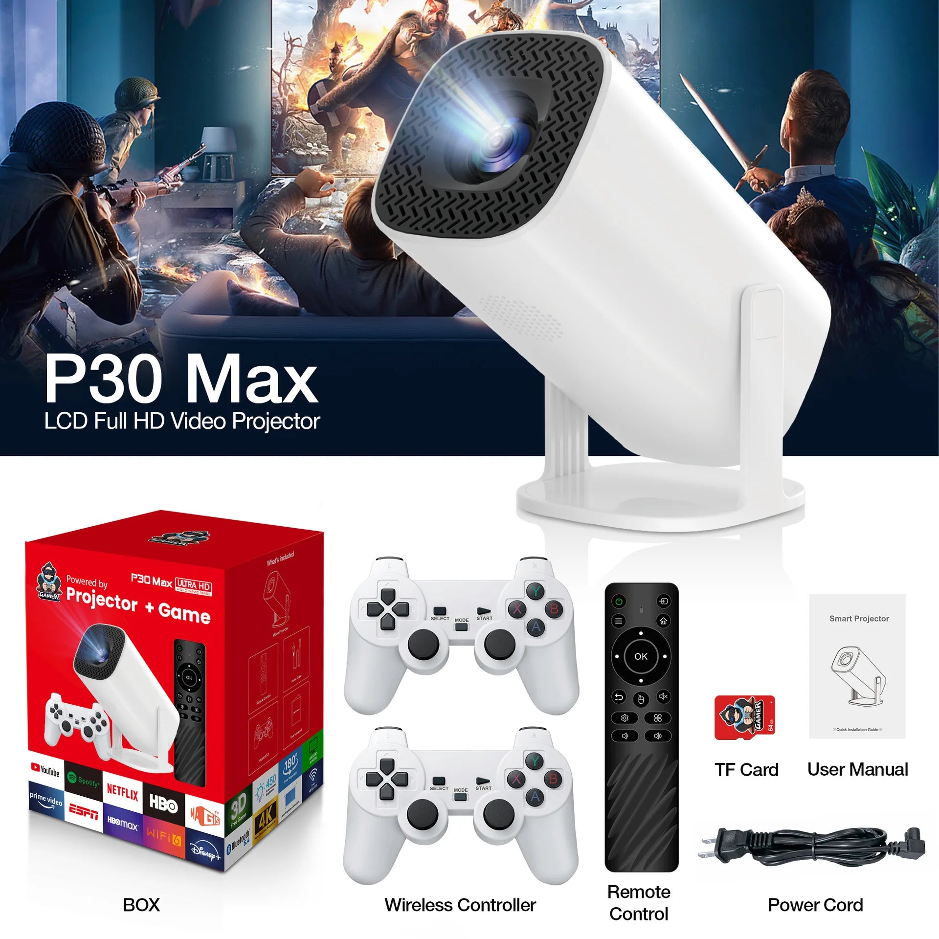 Projector  P30 Max + Game Ultra HD