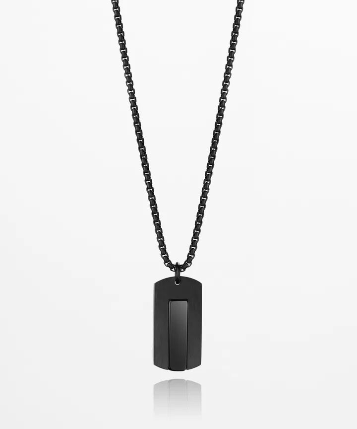 Pig & Hen DOGTAG NECKLACE - BLACK AGATE