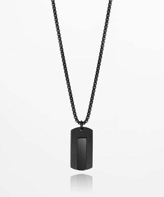 Pig & Hen DOGTAG NECKLACE - BLACK AGATE