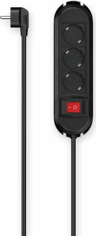 Hama Extension cord, 3-outlet, with switch, 3m, black
 223034