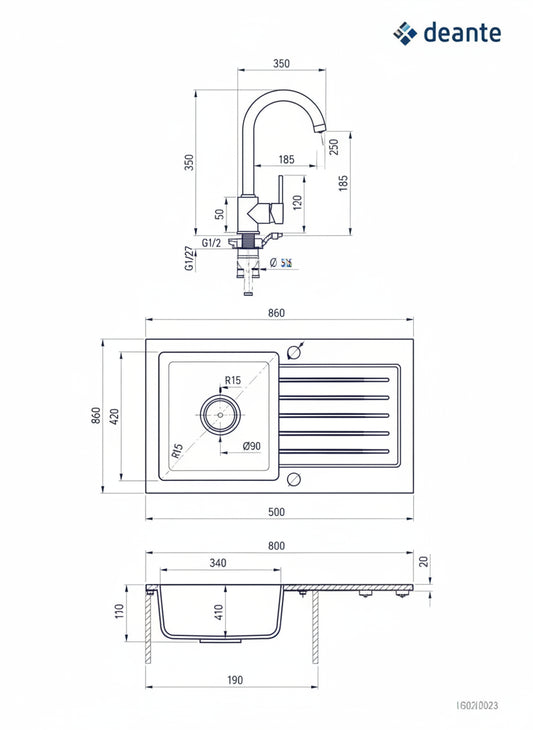 Lavaman+Rubinet Deante ZQZVA113