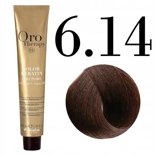 Ngjyrë për flokë Fanola Oro Therapy, 6/14, 100 ml + Hidrogjen 150ml gratis