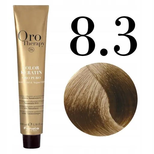 Ngjyrë për flokë Fanola Oro Therapy, 8/3, 100 ml + Hidrogjen 150ml gratis