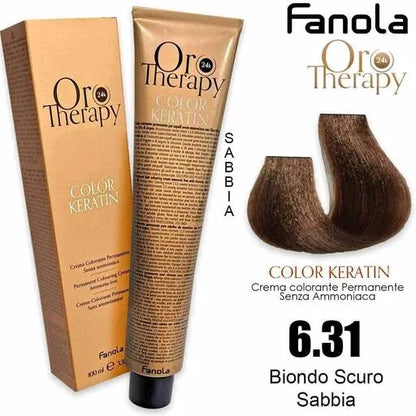 Ngjyrë për flokë Fanola Oro Therapy, 6/31, 100 ml + Hidrogjen 150ml gratis