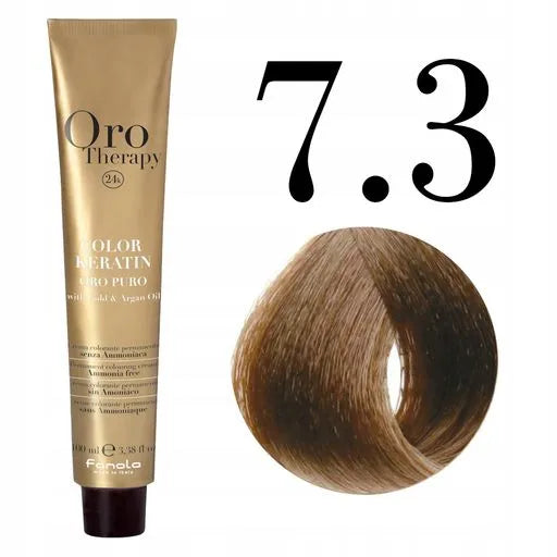 Ngjyrë për flokë Fanola Oro Therapy, 7/3 , 100 ml + Hidrogjen 150ml gratis