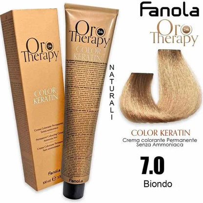 Ngjyrë për flokë Fanola Oro Therapy, 7/0, 100 ml + Hidrogjen 150ml gratis