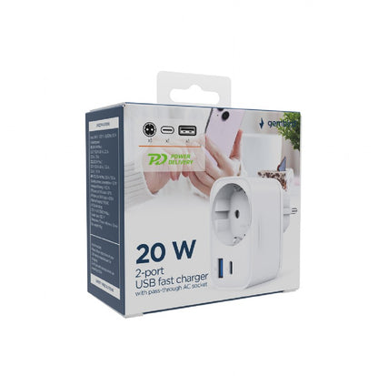 Prizë me Porta Usb x2 (TA-ACPDQC20-01-W)