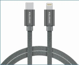 KABLLO SWISSTEN TEKSTIL USB-C /LIGHTNING  2M ARGJEND,