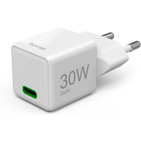 Karikues Hama Fast Charge, GaN, USB-C, Super Mini, PD, 30W, E bardhë
201982