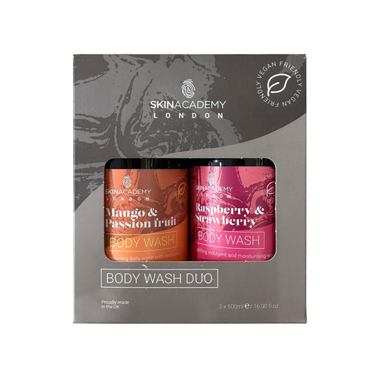 Skin Academy Body Wash Duo – Mango and Passion Fruit &amp; Raspberry and Strawberry(2x500ml)