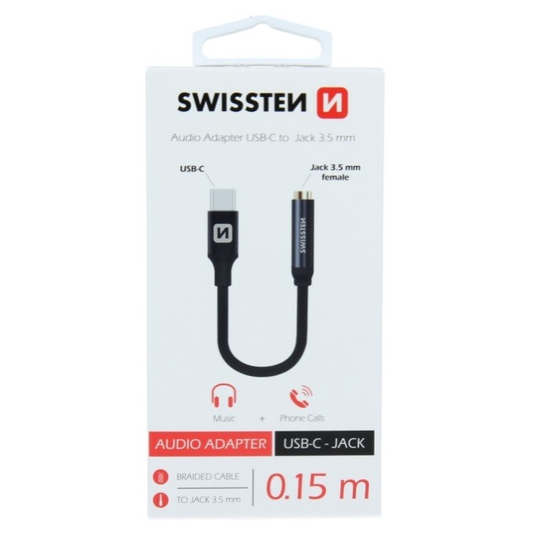 SWISSTEN AUDIO ADAPTER 3.5MM/USB-C, 0,15 M,E ZEZE