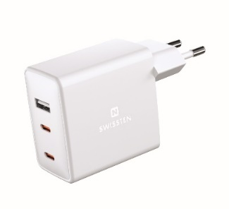 SWISSTEN GaN TRAVEL Karikues 2x USB-C, + 1x USB 70W