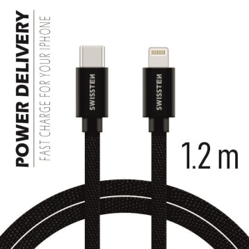 SWISSTEN KABLLO TEXTIL USB-C / LIGHTNING, 1.2 M, E ZEZE