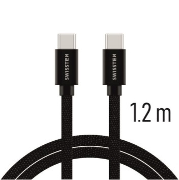 SWISSTEN TEXTILE CABLE USB-C / USB-C, 1.2 M, BLACK