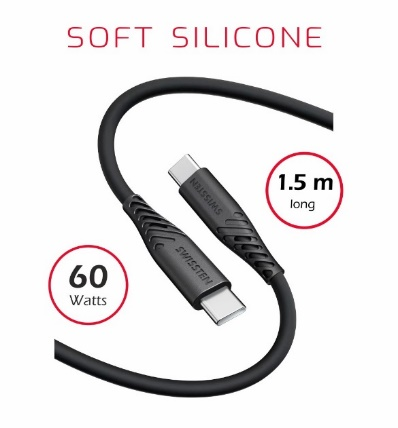 SWISSTEN Kabllo USB-C / USB-C, 1.5m, 60W