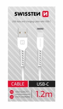 SWISSTEN KABLLO USB / USB-C 1,2 M BARDHË (SWISSTEN CDU)