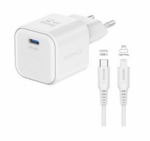 SWISSTEN GaN Charger 1x USB-C 35W POWER DELIVERY + USB-C/LIGHTNING Cable 1.2M