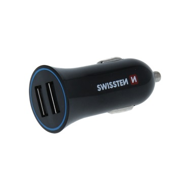 SWISSTEN CAR CHARGER, 2.4A, WITH 2x USB + USB-C CABLE