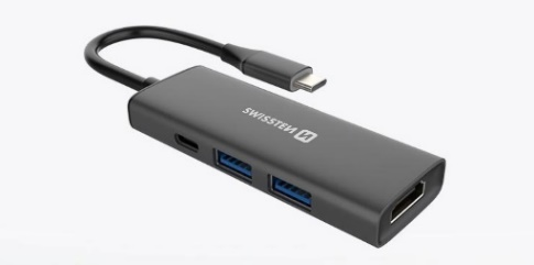 SWISSTEN USB-C HUB 4-NE-1 (USB-C 100W, HDMI 4K, 2x USB-A) ALUMIN